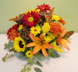 Classic Cornucopia from local Myrtle Beach florist, Bright & Beautiful Flowers