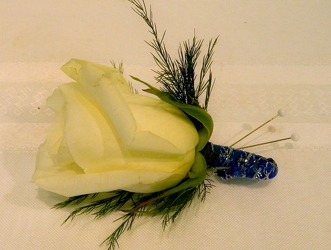 Rose with Greenery Boutonniere from local Myrtle Beach florist, Bright & Beautiful Flowers