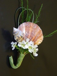 Shell Boutonniere from local Myrtle Beach florist, Bright & Beautiful Flowers