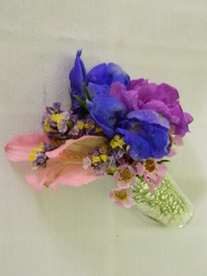 Mixed Floral Boutonniere in a Holder from local Myrtle Beach florist, Bright & Beautiful Flowers