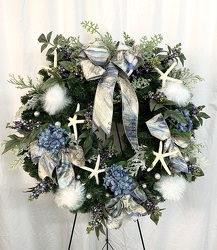 Christmas at the Beach wreath- Artificial from local Myrtle Beach florist, Bright & Beautiful Flowers