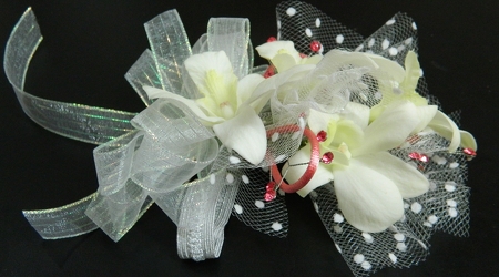 White Orchids with White accents from local Myrtle Beach florist, Bright & Beautiful Flowers