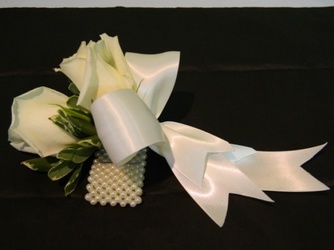 White Rose Corsage from local Myrtle Beach florist, Bright & Beautiful Flowers