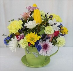A Cup of Spring from local Myrtle Beach florist, Bright & Beautiful Flowers