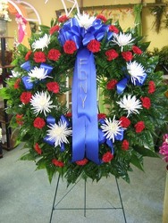 Hero's Tribute Wreath from local Myrtle Beach florist, Bright & Beautiful Flowers