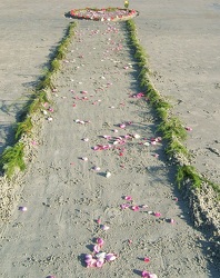 Beach Venue 13 Aisle with plants and Sand Heart from local Myrtle Beach florist, Bright & Beautiful Flowers