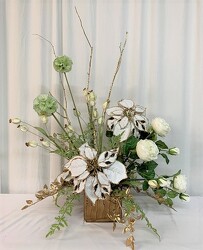 White and Gold Glory *Silk Botanicals* from local Myrtle Beach florist, Bright & Beautiful Flowers
