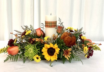 Candlelit Autumn Table from local Myrtle Beach florist, Bright & Beautiful Flowers