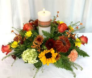 Candlelit Autumn Table from local Myrtle Beach florist, Bright & Beautiful Flowers