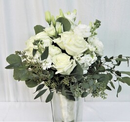 Simple white with greenery from local Myrtle Beach florist, Bright & Beautiful Flowers