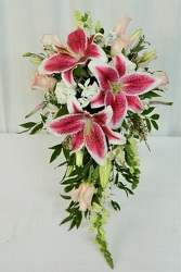 Stargazer Cascade Bouquet from local Myrtle Beach florist, Bright & Beautiful Flowers