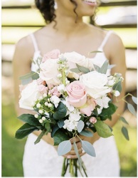 Blush and white roses from local Myrtle Beach florist, Bright & Beautiful Flowers