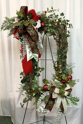 Holiday Silk Decor - Hanging Wreath from local Myrtle Beach florist, Bright & Beautiful Flowers