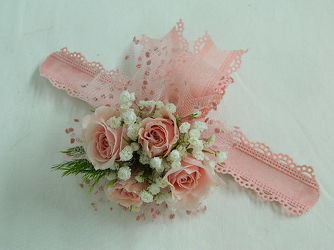 Pink Sweetheart Roses with babies breath and pink ribbon from local Myrtle Beach florist, Bright & Beautiful Flowers