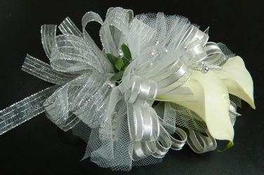 White Calla Corsage from local Myrtle Beach florist, Bright & Beautiful Flowers