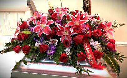Casket Spray from local Myrtle Beach florist, Bright & Beautiful Flowers