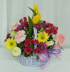 Basket Full of Spring from local Myrtle Beach florist, Bright & Beautiful Flowers