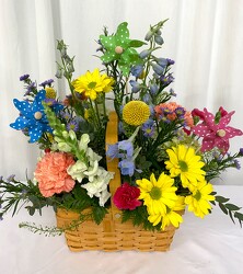 Basket of Whimsy from local Myrtle Beach florist, Bright & Beautiful Flowers