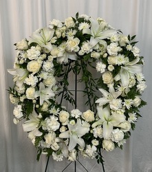 With Deepest Sympathy Wreath from local Myrtle Beach florist, Bright & Beautiful Flowers