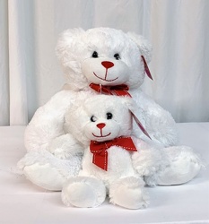 White Sweetheart Plush Bears from local Myrtle Beach florist, Bright & Beautiful Flowers