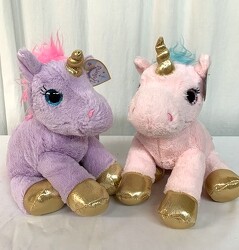 Plush Unicorns from local Myrtle Beach florist, Bright & Beautiful Flowers